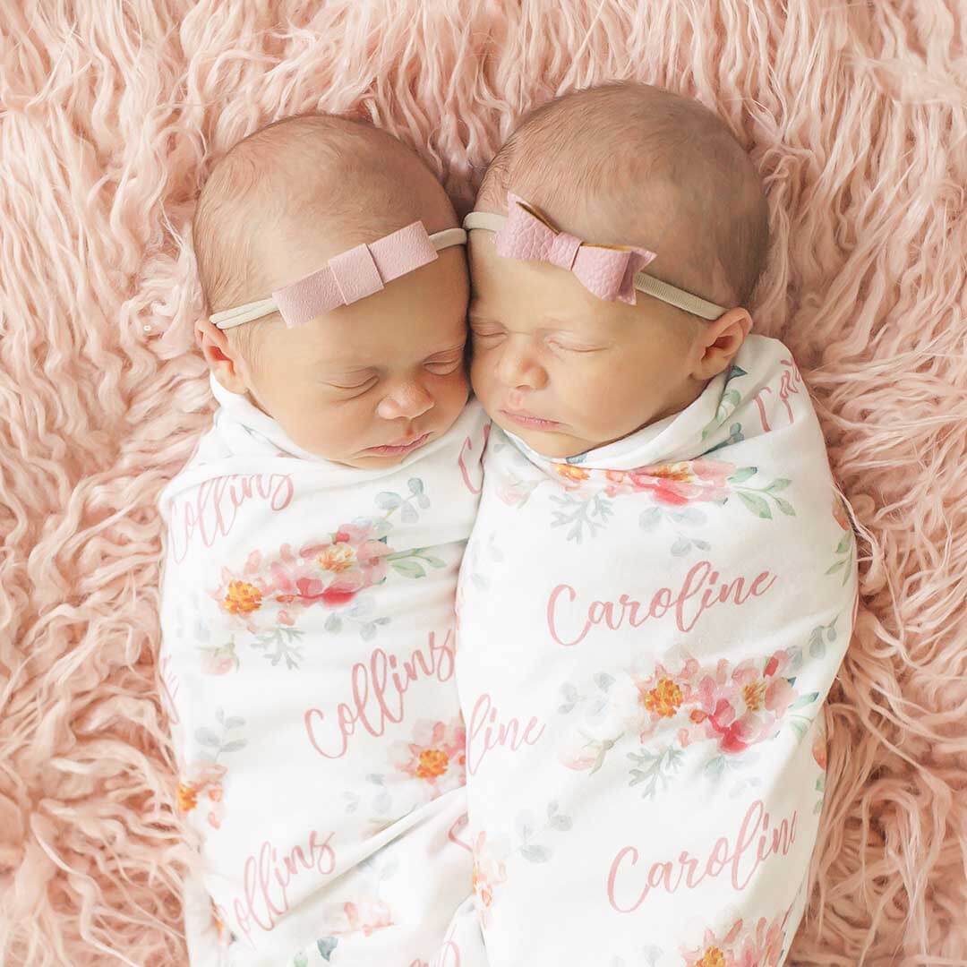 Ella's Dusty Rose Personalized Baby Name Swaddle Blanket