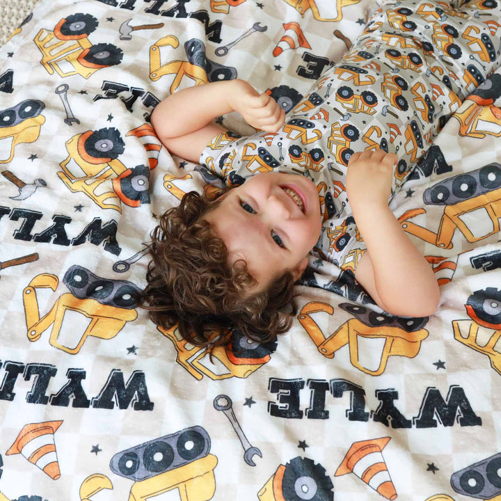 under construction personalized blanket for kids 