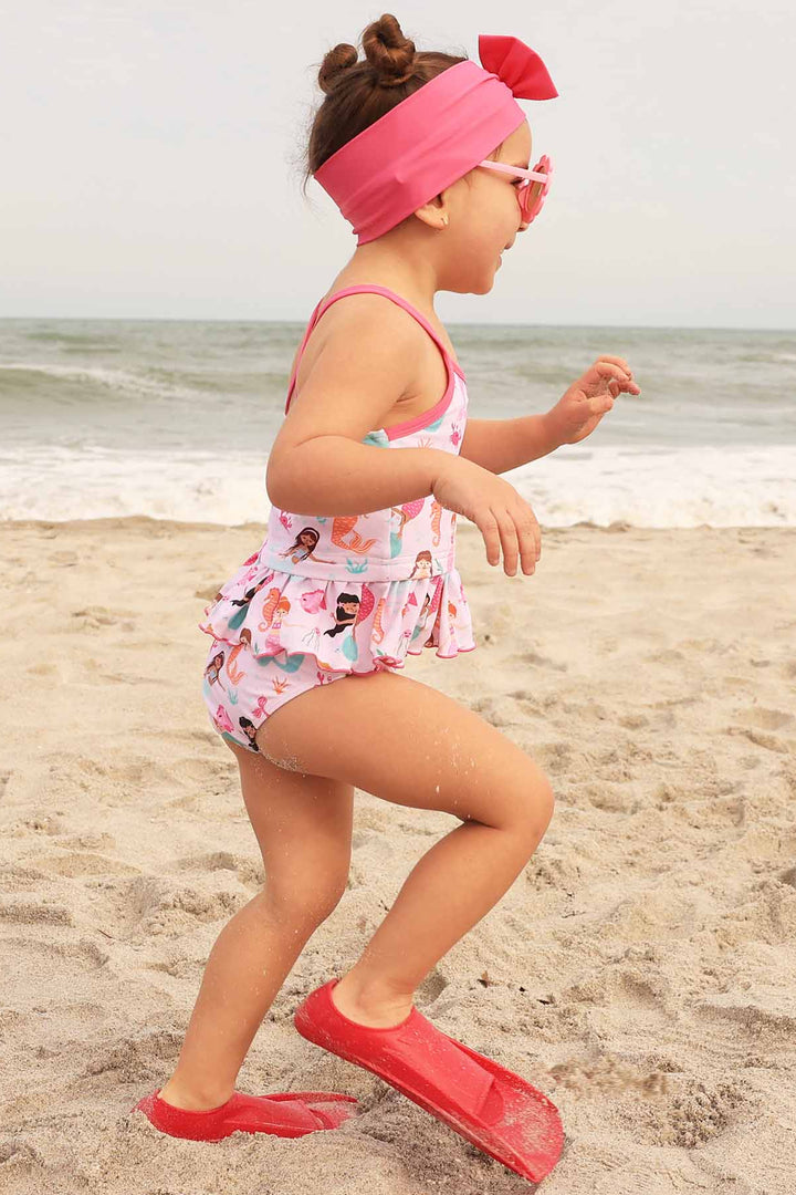 printed two piece tankini kids swimsuit for girls in mermaid print