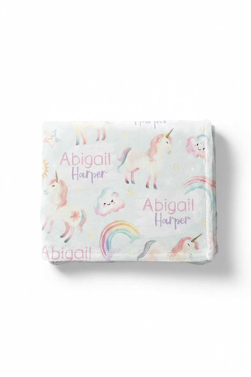 kids personalized unicorn blanket 
