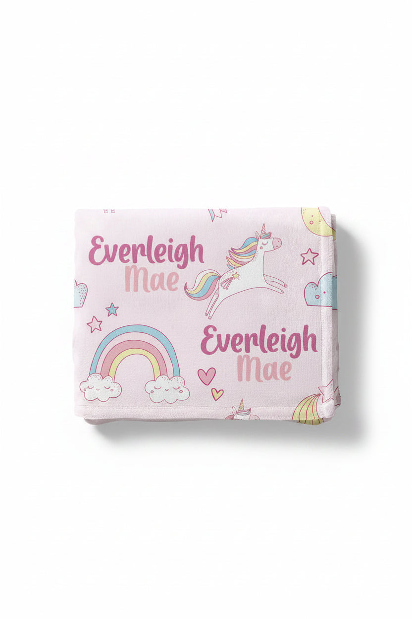 Unicorn Dreams Personalized Kids Blanket