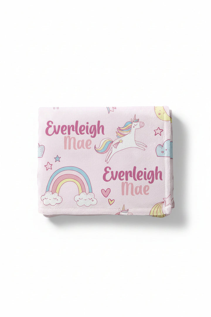 unicorn dreams personalized kids blanket 