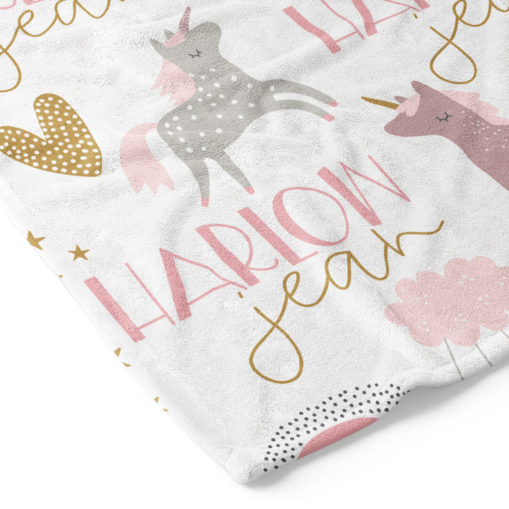 unicorn personalized kids blanket 