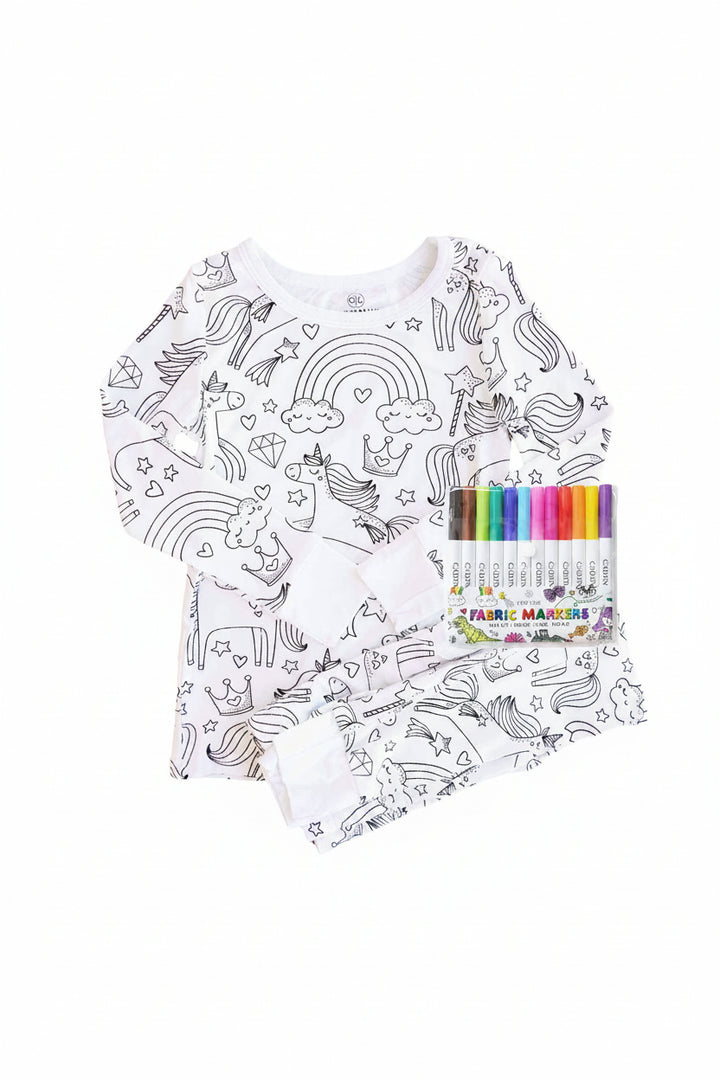 unicorn colorable pajamas for kids 