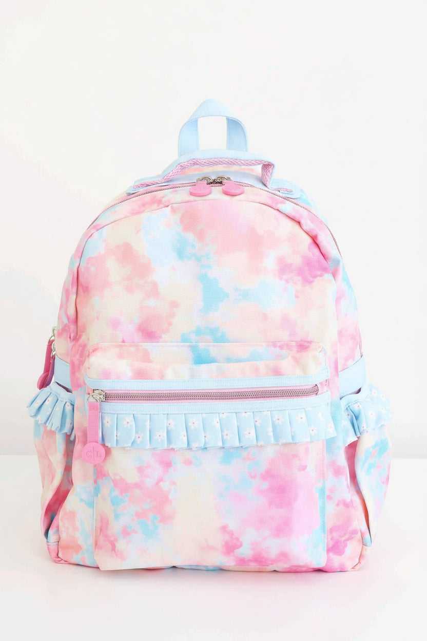 candy clouds pastel tie dye kids backpack
