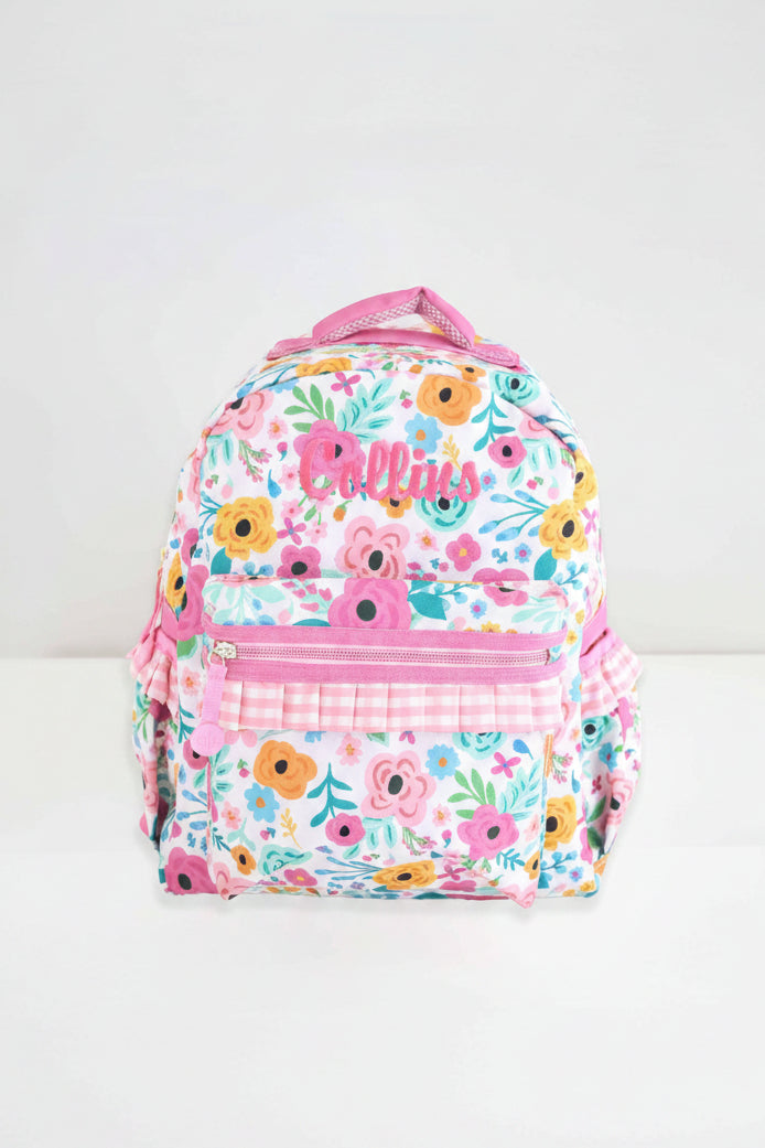 colorful floral embroidered backpack