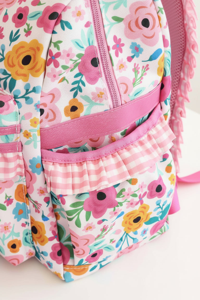 pretty poppies ruffle backpack for girls 