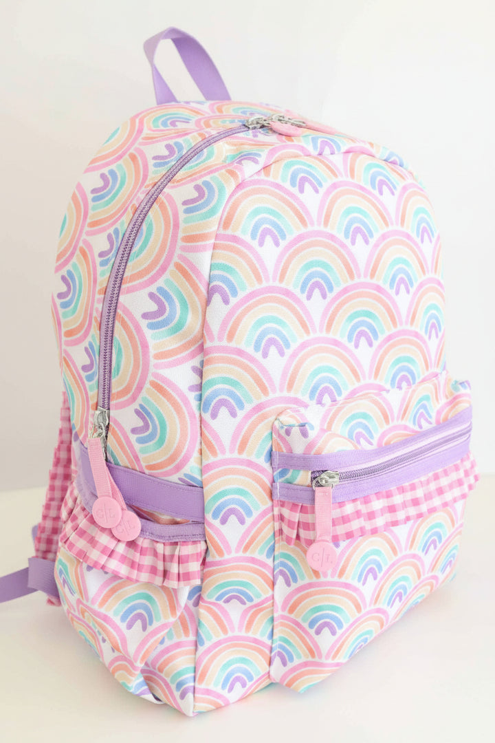 girls school backpack with rainbows 
