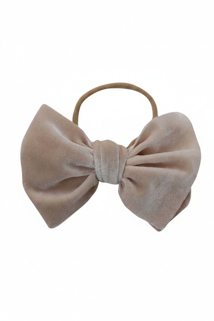velvet bow headband cream 