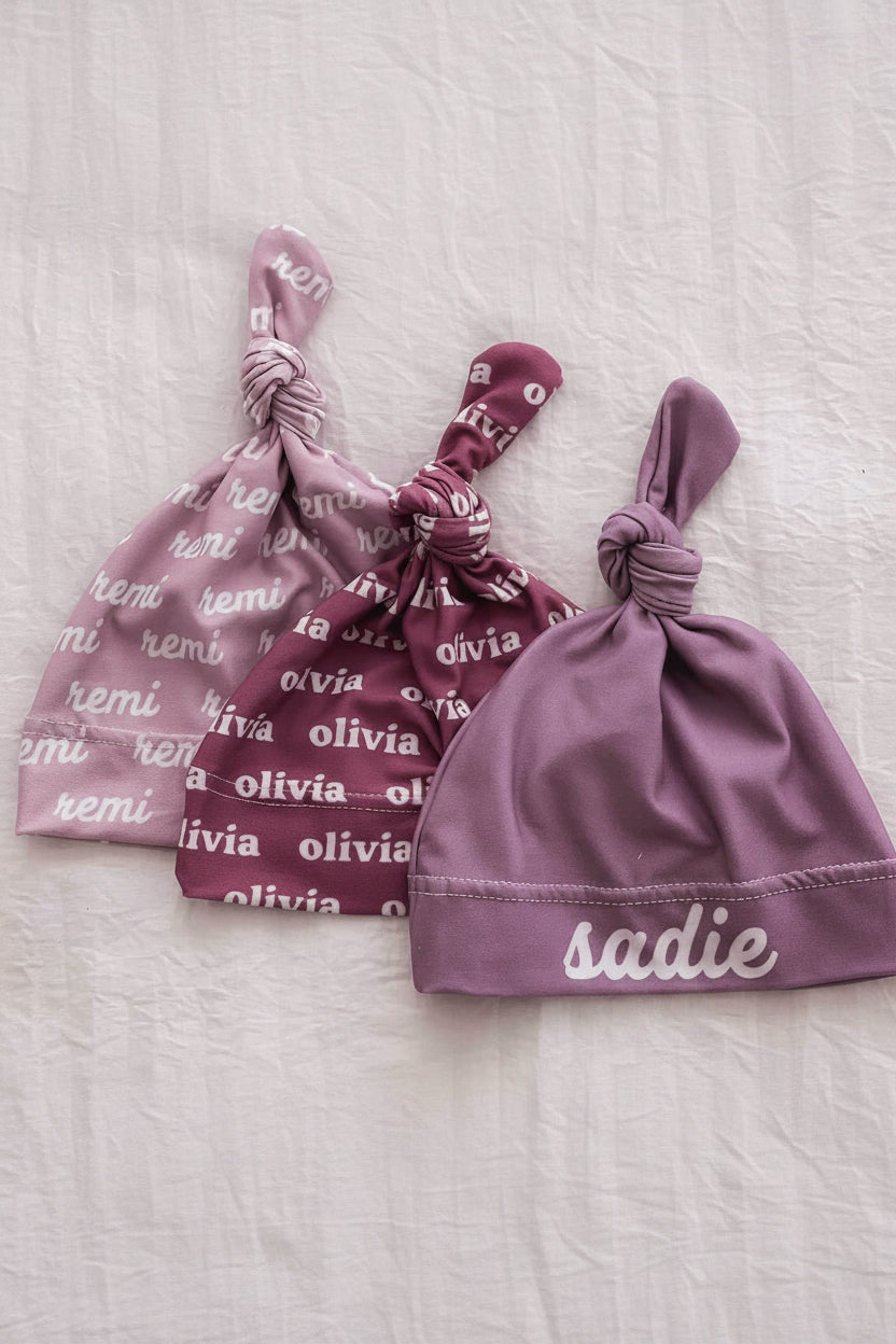 Violet Tones Personalized Knotted Hat