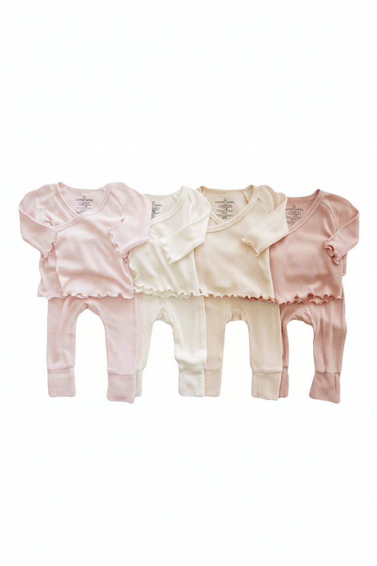 2pc waffle crossover top & bottom sets 