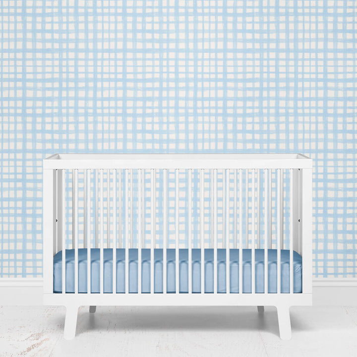 Baby Blue Plaid Removable Wallpaper