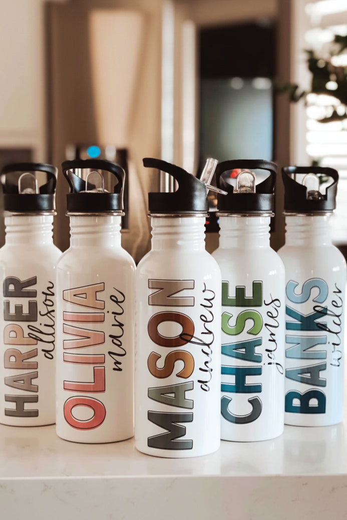 Personalized Kids Color Block Water Bottles