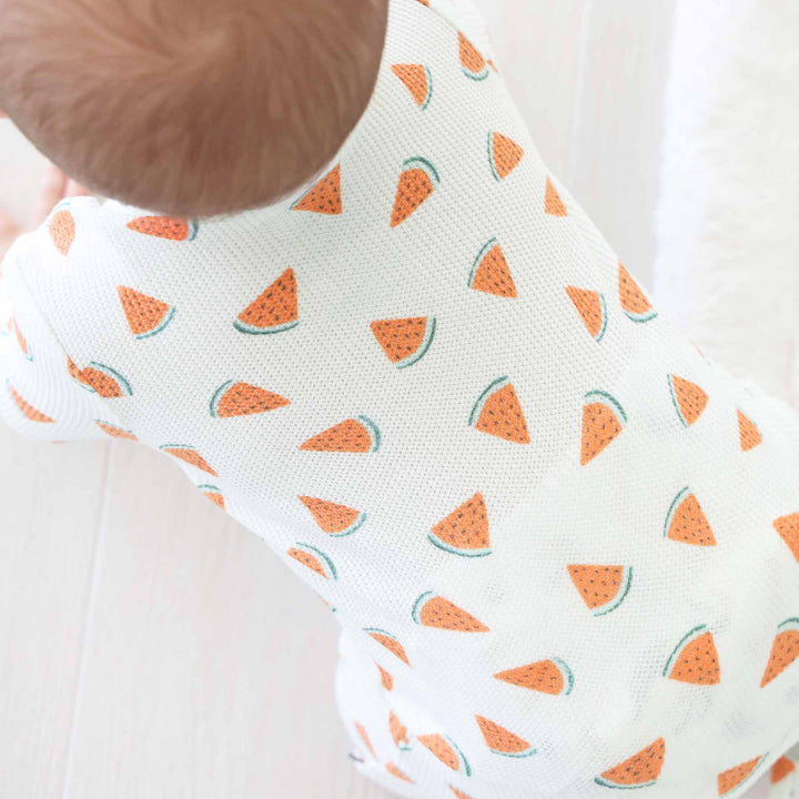 watermeon bamboo waffle zipper footie for babies 