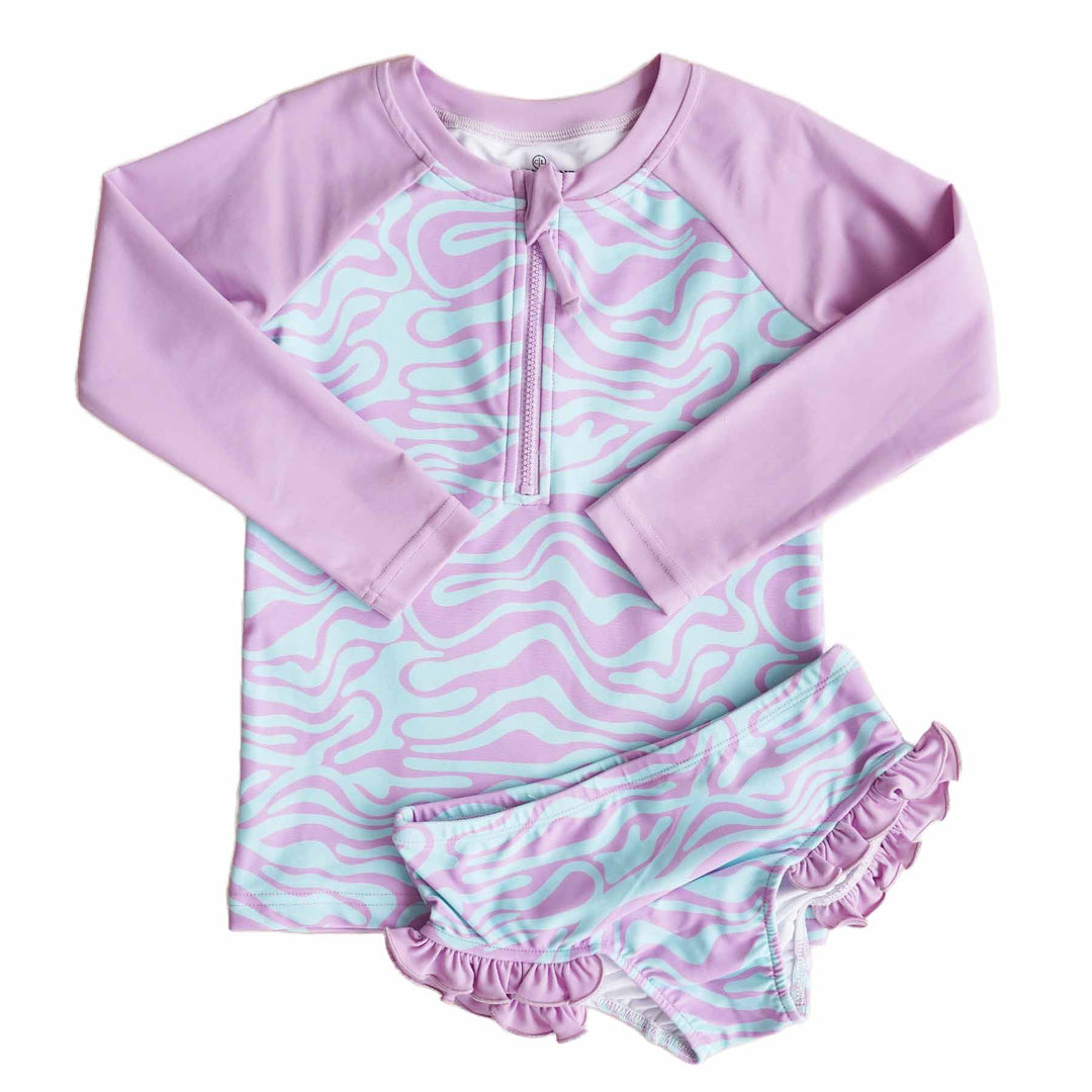 wavy days long sleeve rash guard with front zipper 