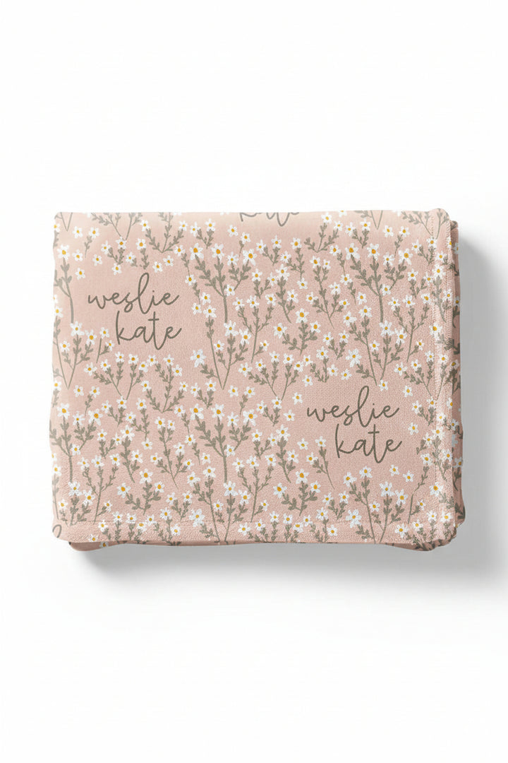 personalized kids blanket with wildflowers