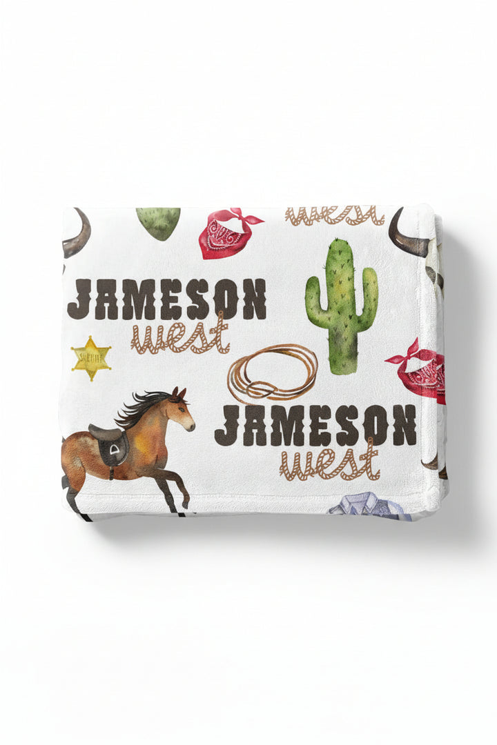 western themed personalized kids blanket 