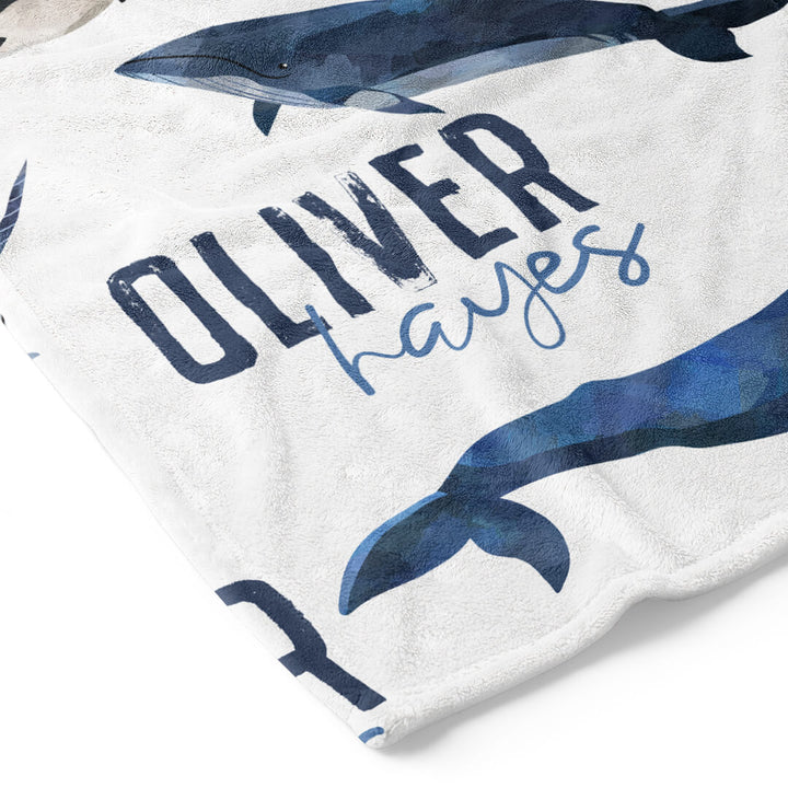 whale personalized name blanket 
