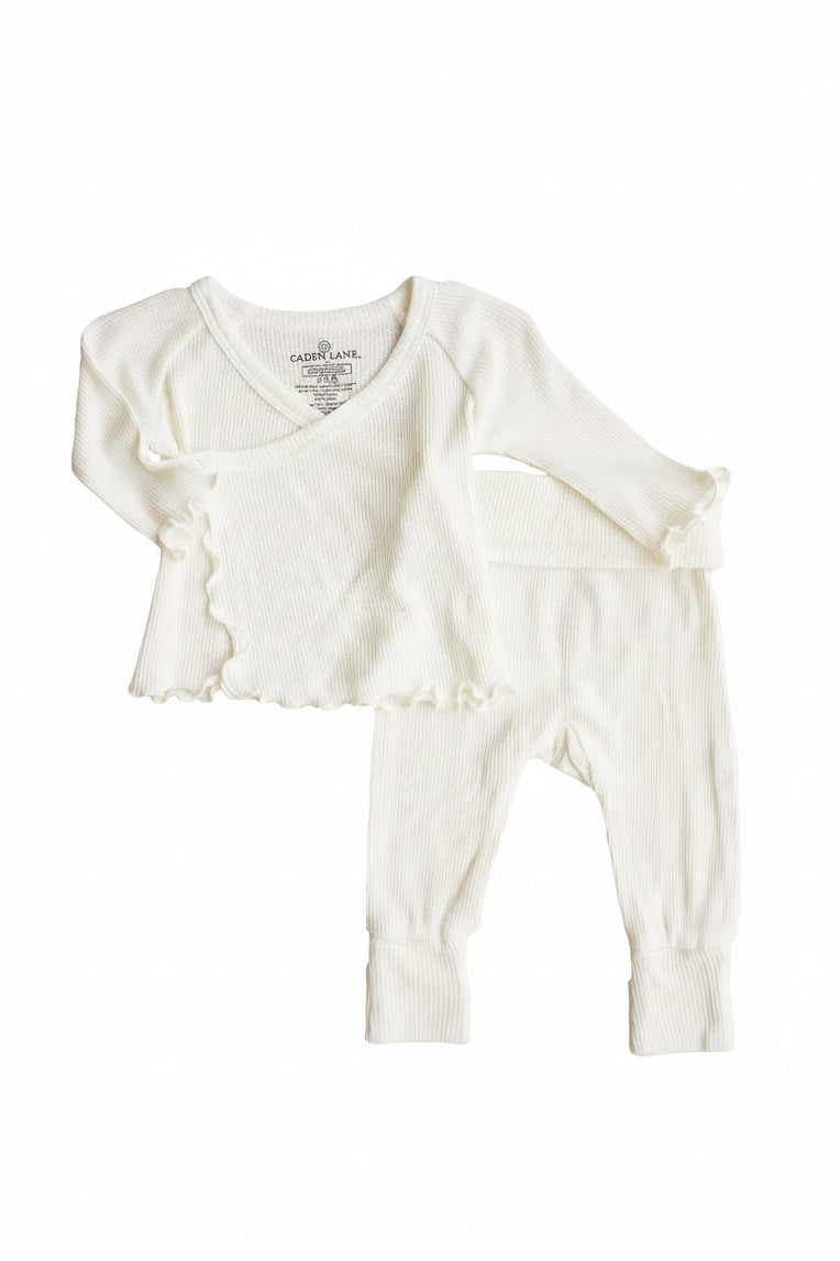 white waffle crossover set for babies 