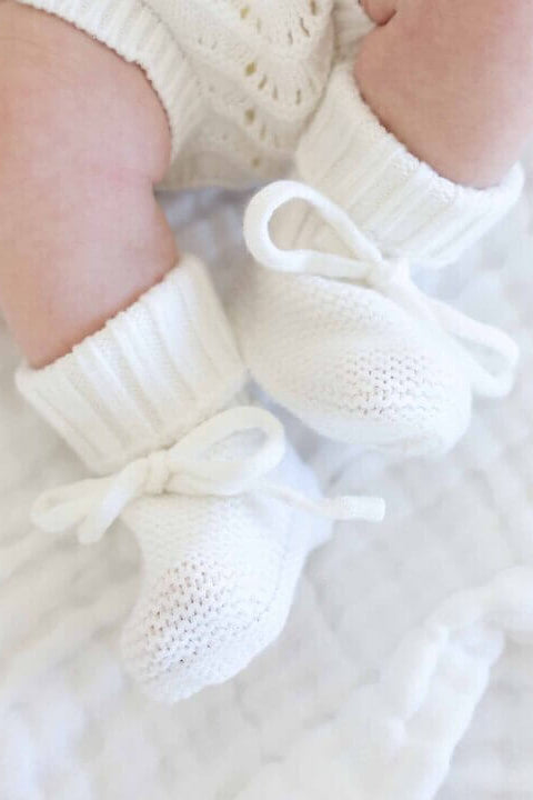 white bow booties for babies