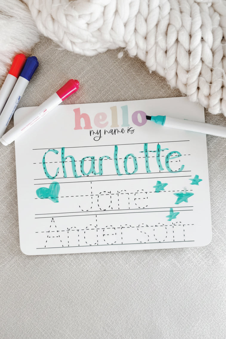 Kids Personalized Whiteboard | Hello My Name Is - Pink