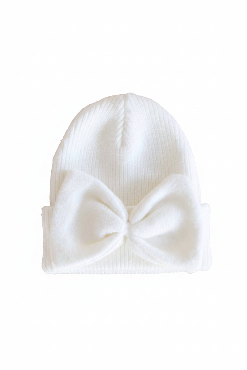 Knit Newborn Bow Beanies