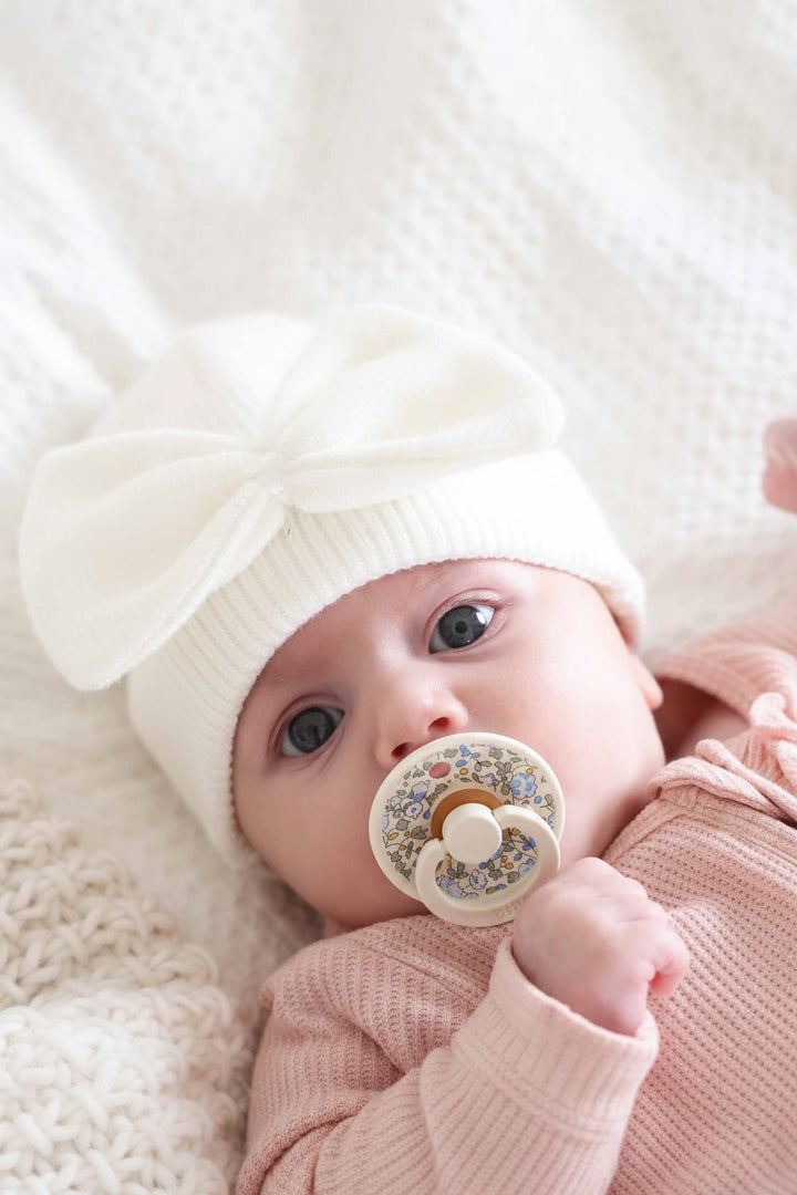 Knit Newborn Bow Beanies