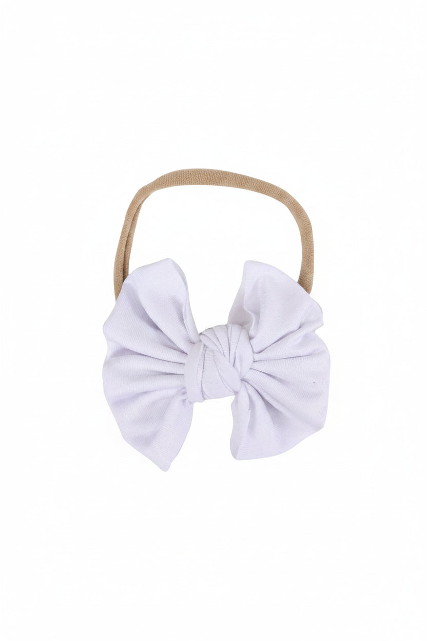 Solid White Knit Bow Headband
