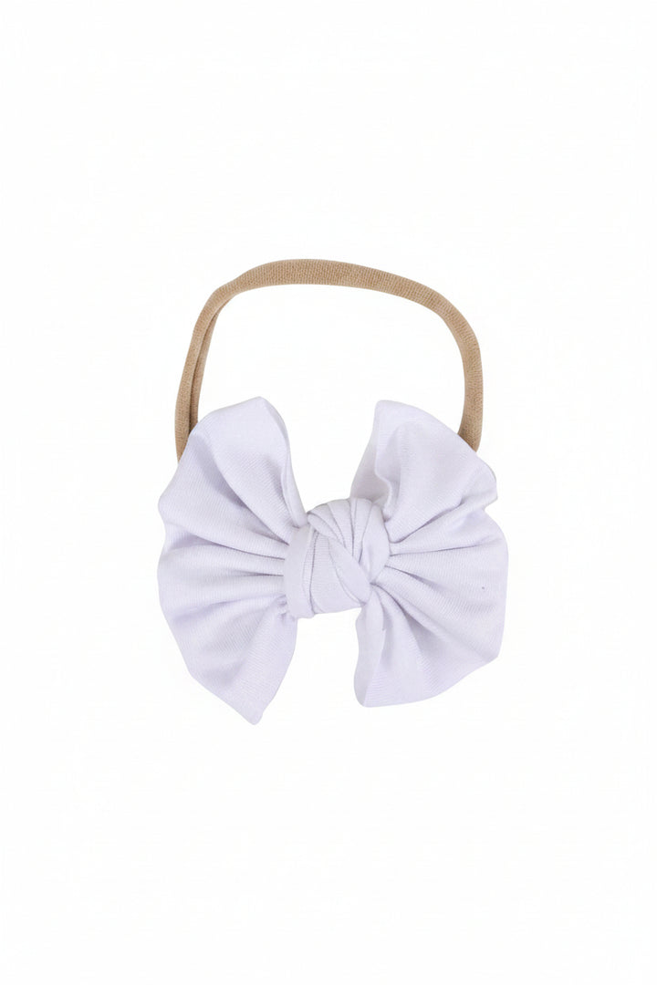 solid white knit bow headband 