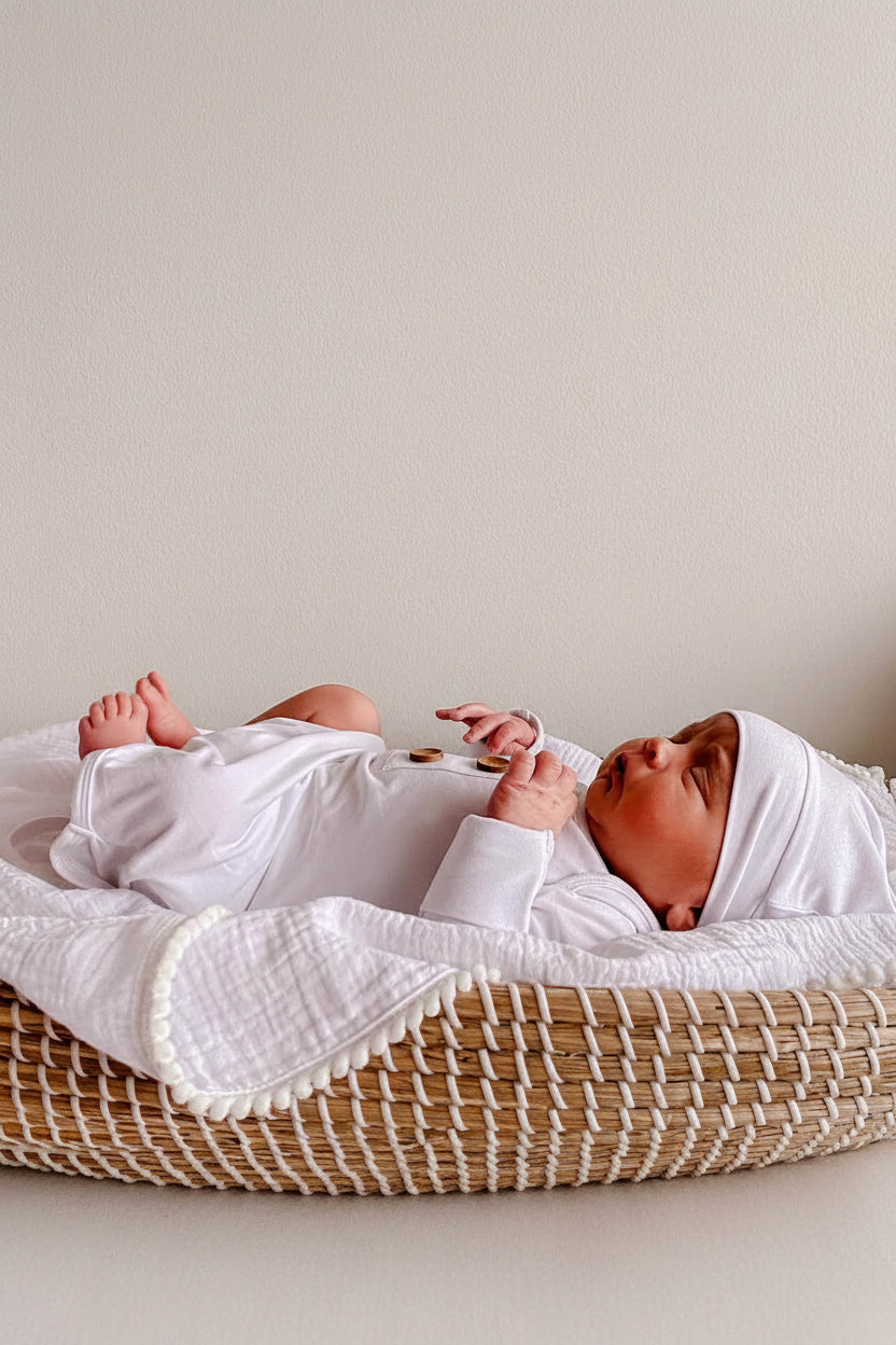 solid white knotted gown for newborn 