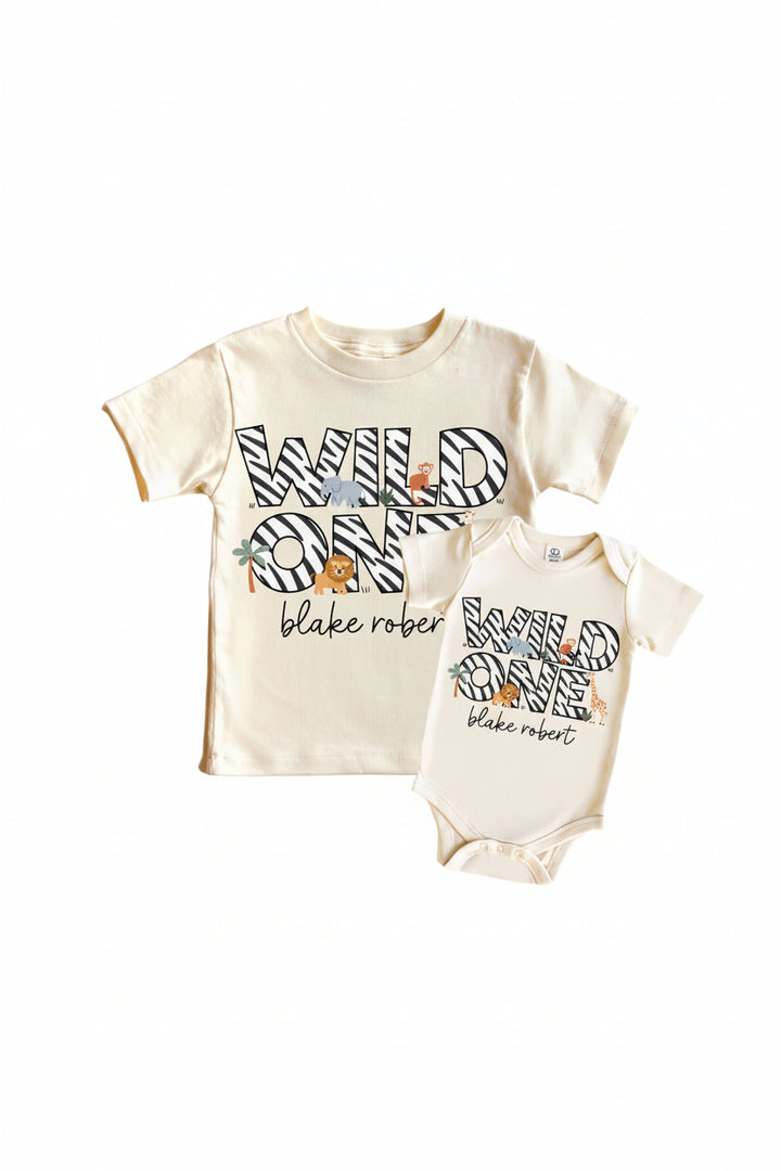 wild one personalized graphic tee and bodysuit for kids and babies 