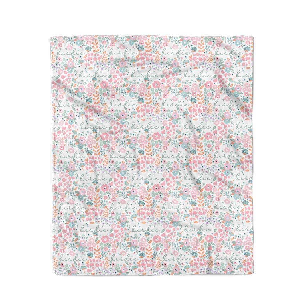kids personalized mink blanket pastel floral