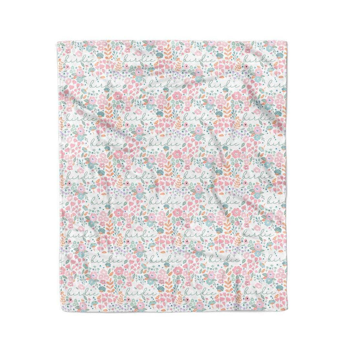 kids personalized mink blanket pastel floral