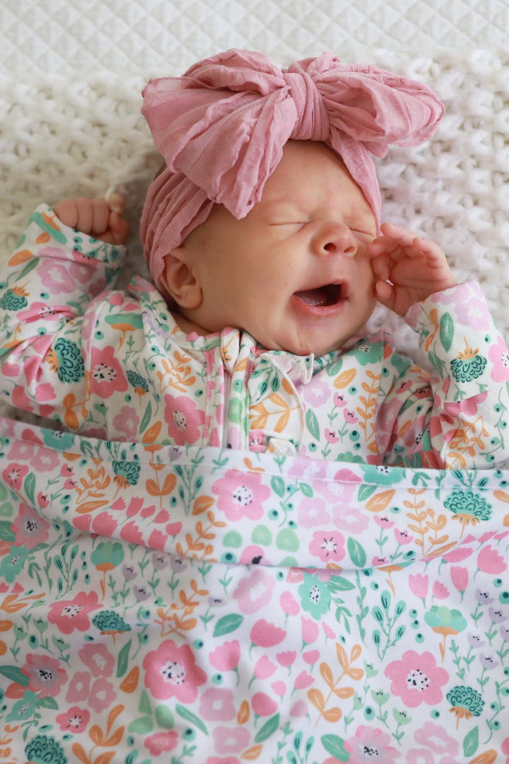 ruffle butt footie for babies multicolor floral 