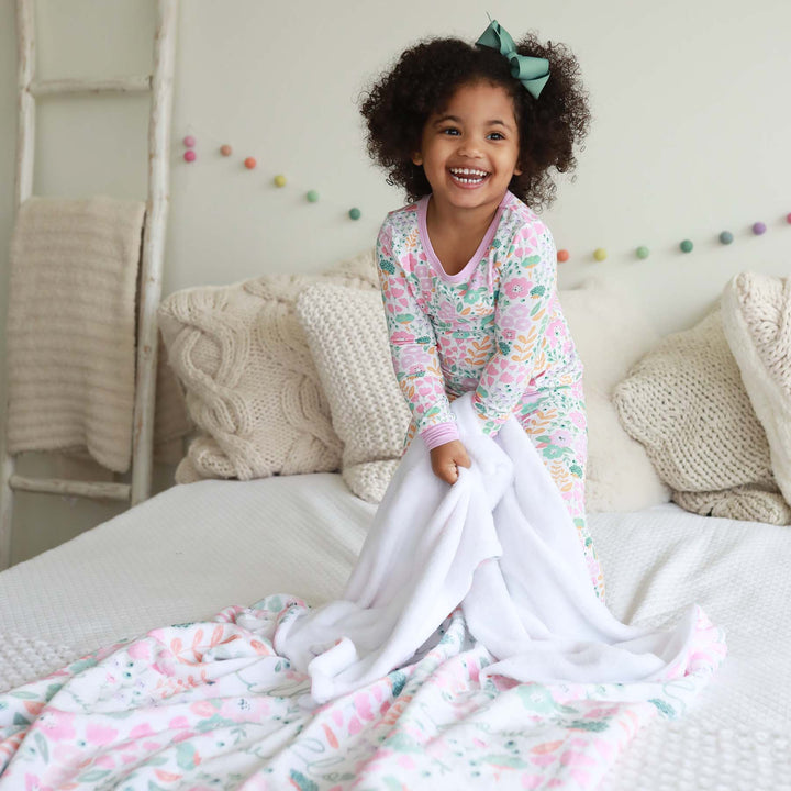 pastel floral personalized kids blanket