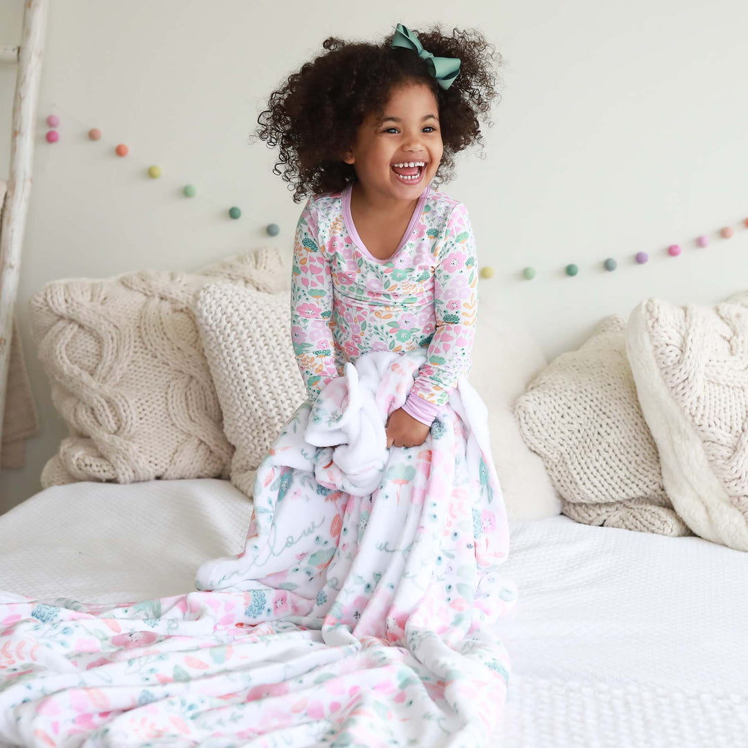 multicolor floral personalized blanket for kids 