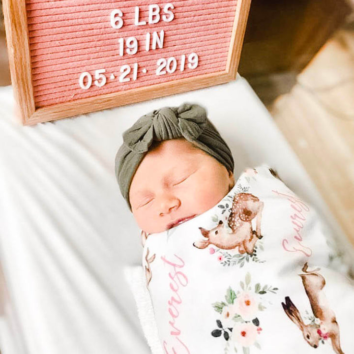 winnie's woodland animals personalized swaddle