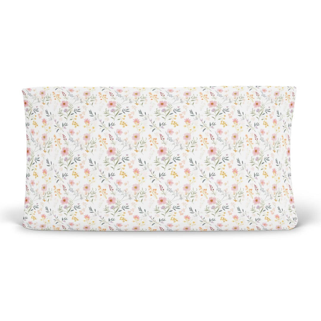 soft floral changing pad cover featuring dainty wildflowers