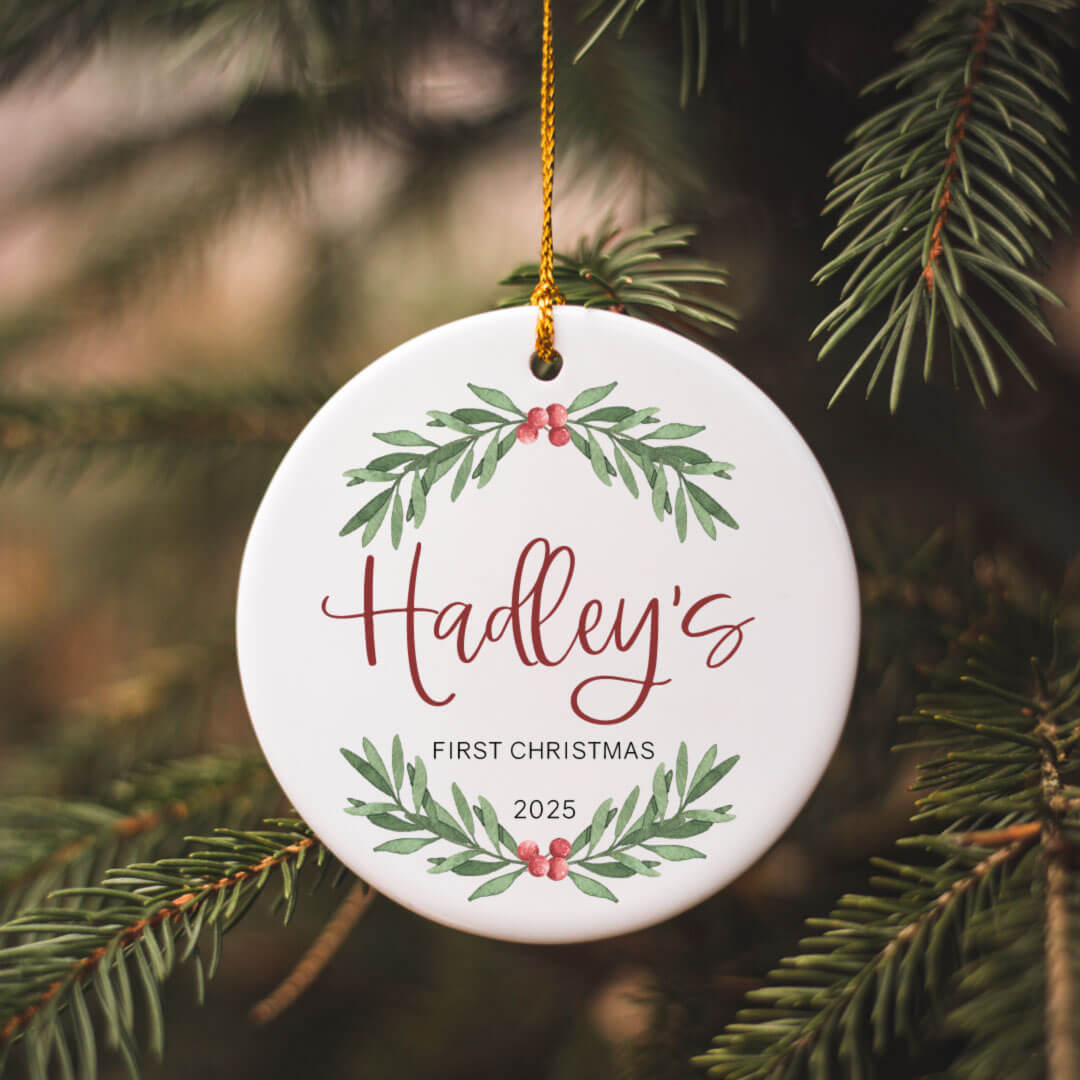 personalized ceramic ornament winterberry 