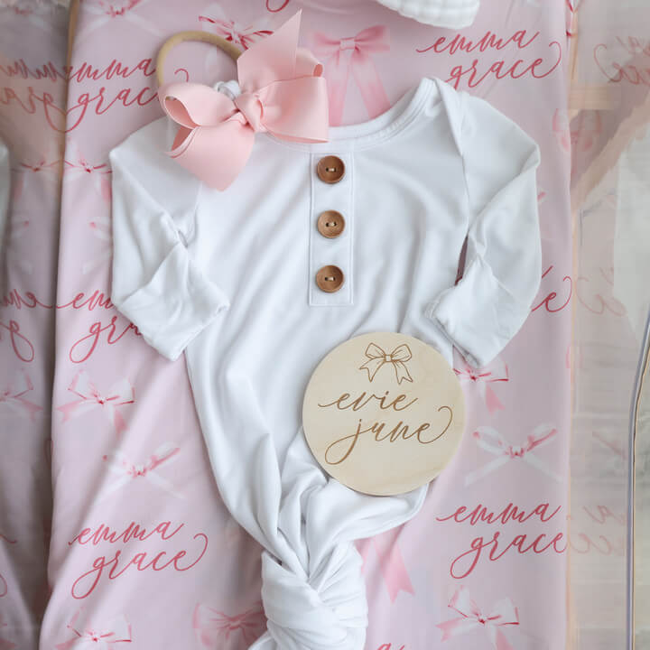 personalized bow wood sign name announcement for babies 