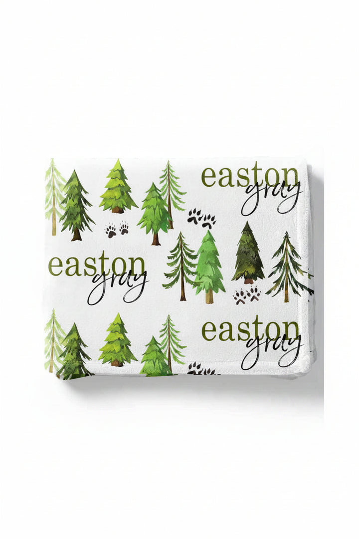 woodland trees personalized toddler blanket 