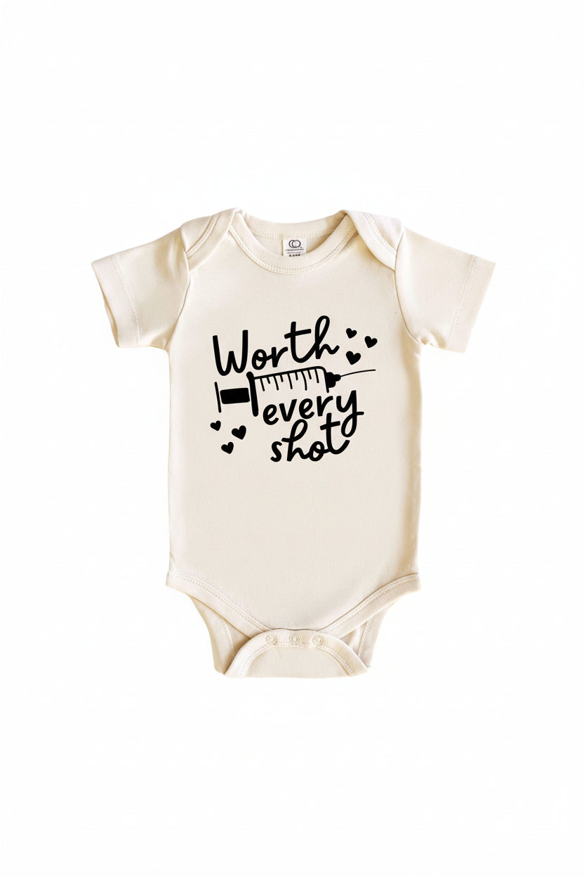 worth every shot ivf onesie 