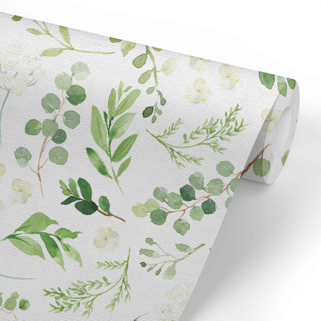 green foliage removable nursery wallpaper