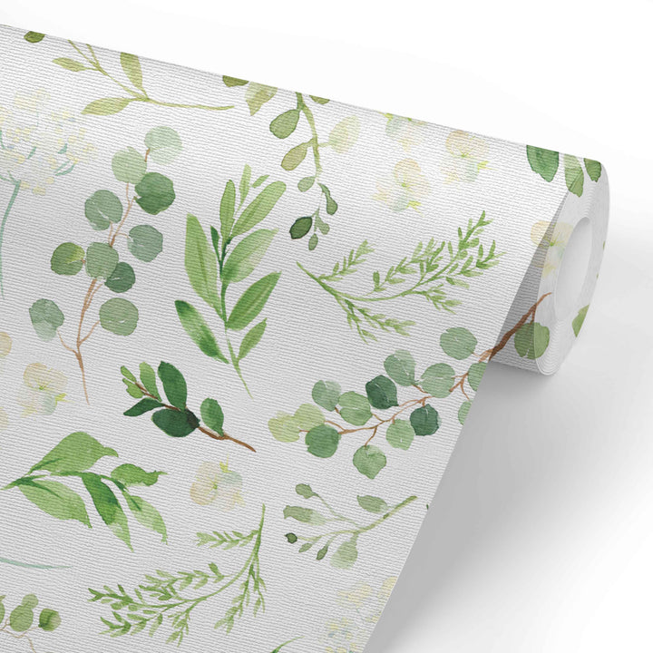 green foliage removable nursery wallpaper