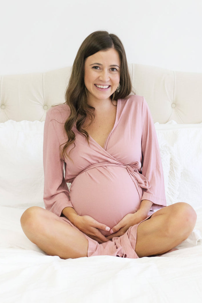 Solid Mauve Bamboo Knit Maternity Robe