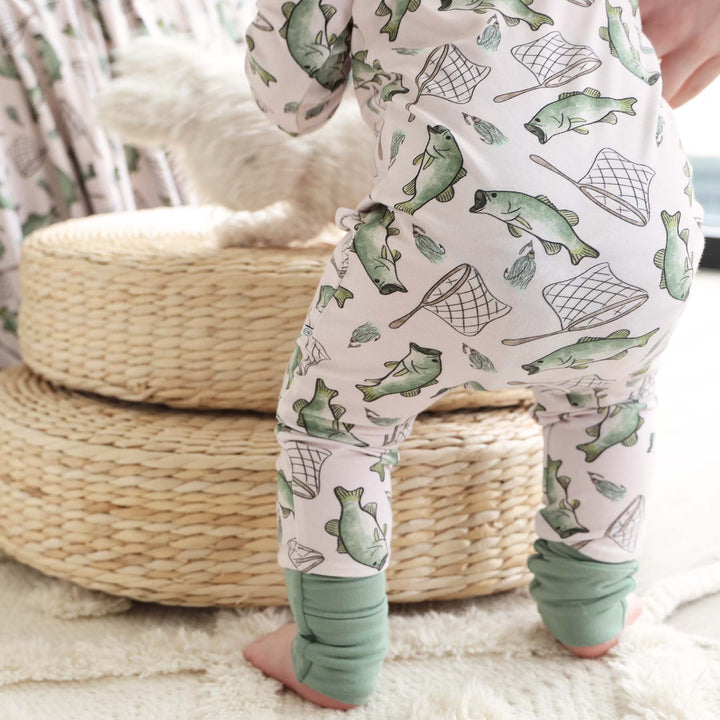 green fish and net romper zipper 