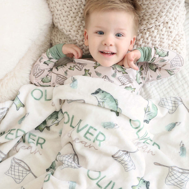 bass fishing kids blanket personalized for boy 