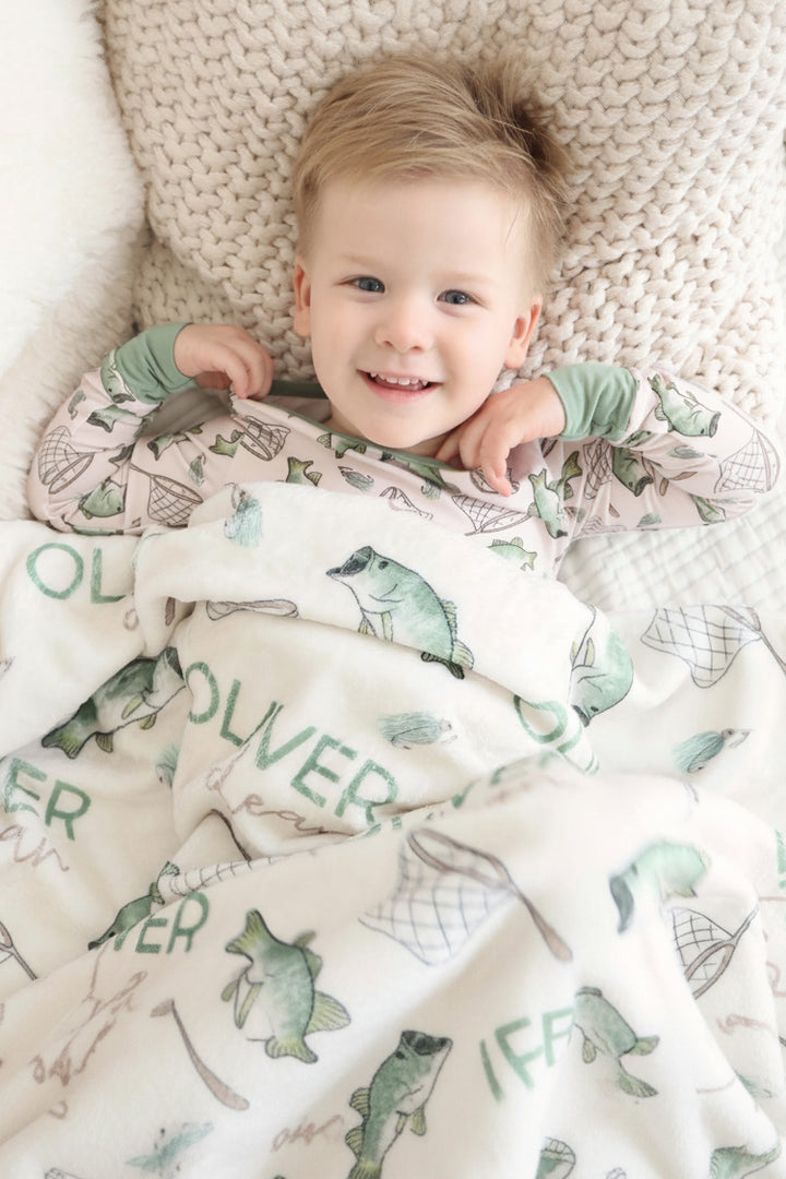 minky blanket bass fishing personalized 