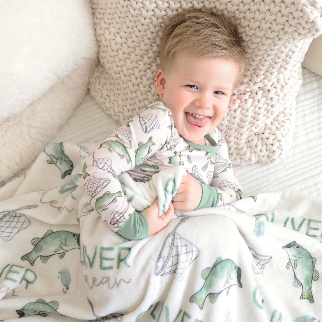 kids blanket personalized bass fishing 