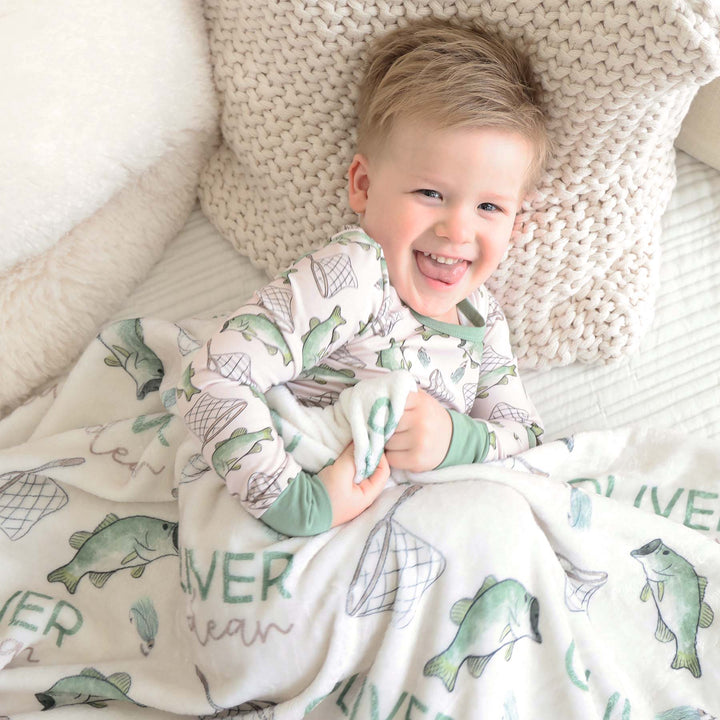 kids blanket personalized bass fishing 